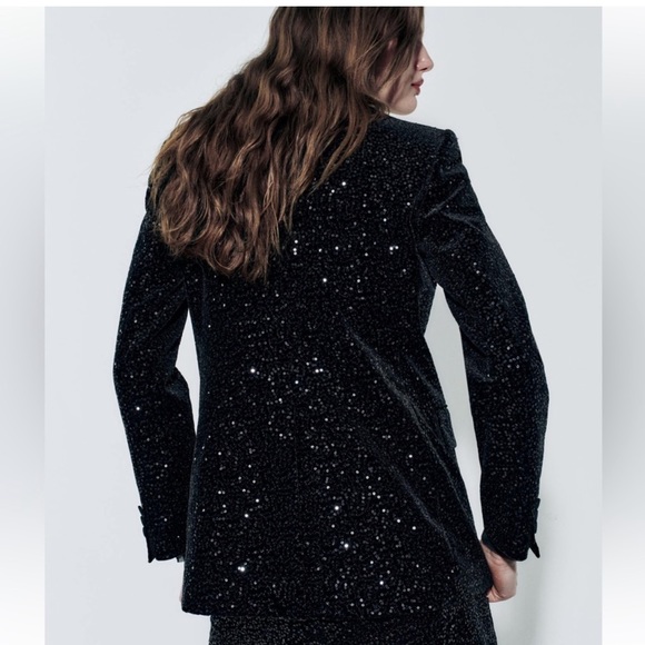ZARA VELVET SEQUIN BLAZER ZW COLLECTION - Picture 10 of 16